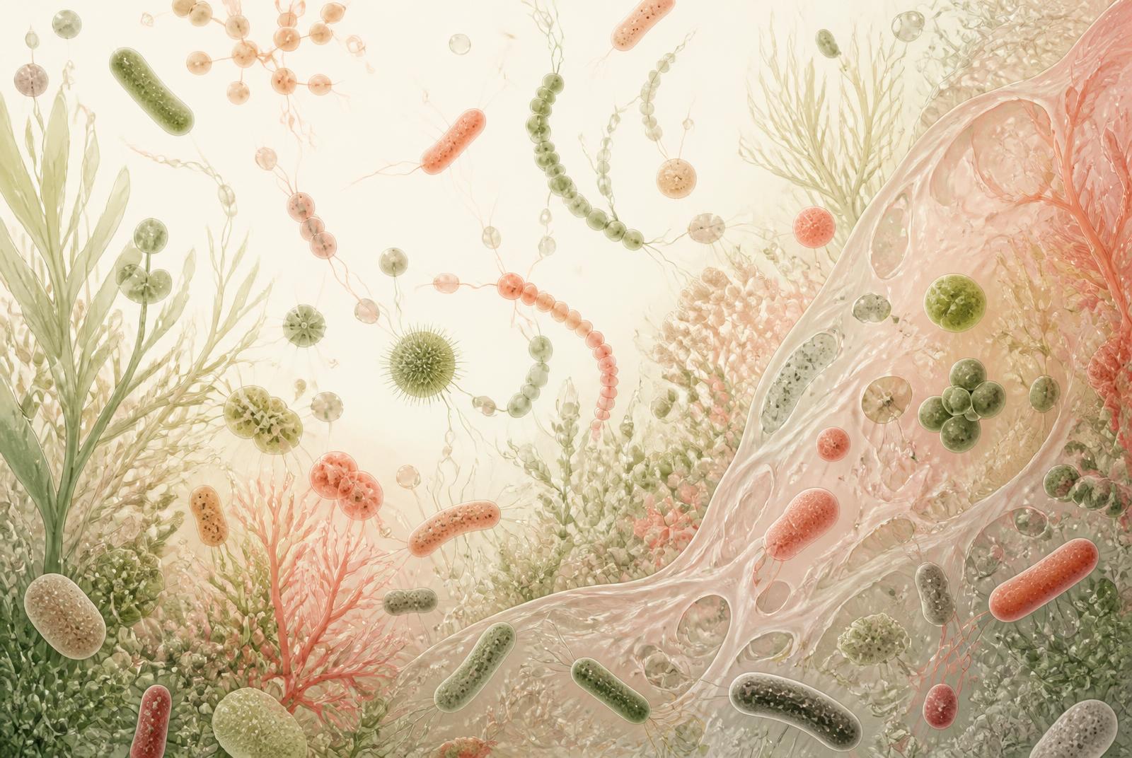 Educational illustration representing the diverse microorganisms of the oral microbiome